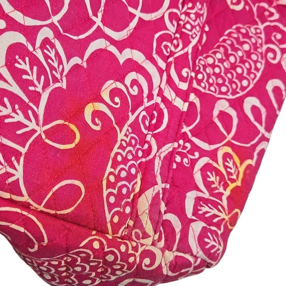Vera Bradley Large Travel Toggle Tote Double Handle Hot Pink Twirly‎ Bird Print - Picture 5 of 8